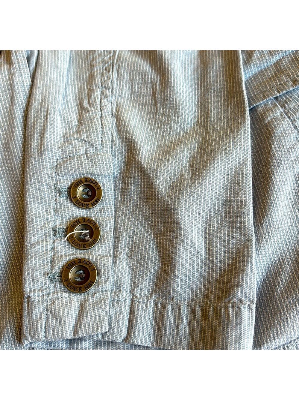 I Love H81 Forever 21 Blue & White Striped 1 Button Cotton Blazer Medium - Picture 3 of 5
